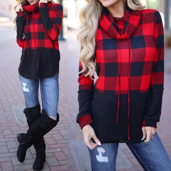 Bellanblue Sweaters - NASHVILLE Plaid Sweater - RED
